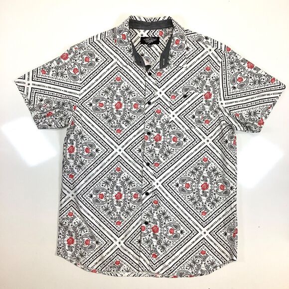 Eighty Eight Mens Sz XL Marijuana Cannabis Collared Shirt White Short Sleeve - Picture 1 of 10